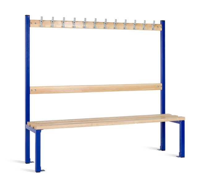 Junior School Cloakroom Island Seating Unit - Single Sided 12 Hooks *Height - 1370mm*