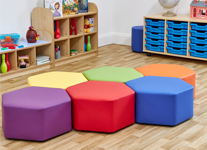 Acorn Primary Large Hexagon Foam Seats - (Set of Six)