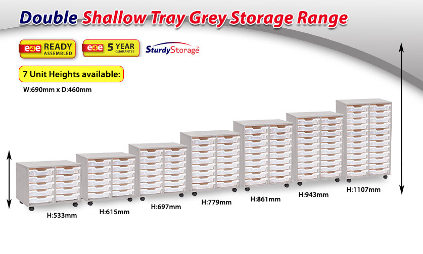 Double Shallow Tray Grey Storage Range