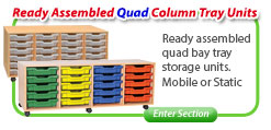 Ready Assembled Quad Column Tray Storage Units