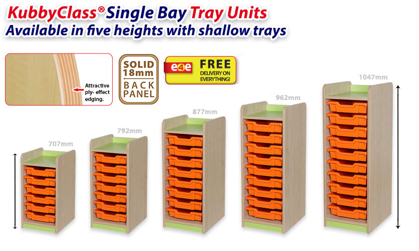 Kubbyclass Single Bay Shallow Tray