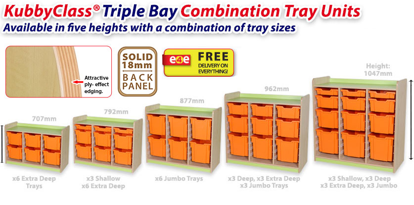 KubbyClass Triple Bay Combination Tray Units
