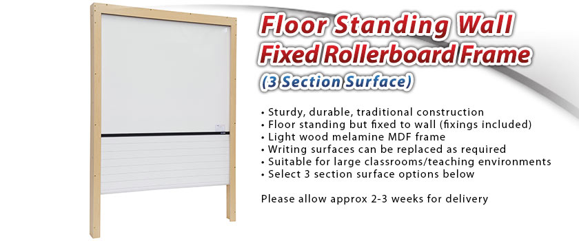 Floor Standing Wall Fixed Rollerboard Frame - (3 Section Surface)