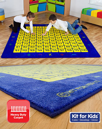 100 Square Counting Grid Carpet - 2m x 2m