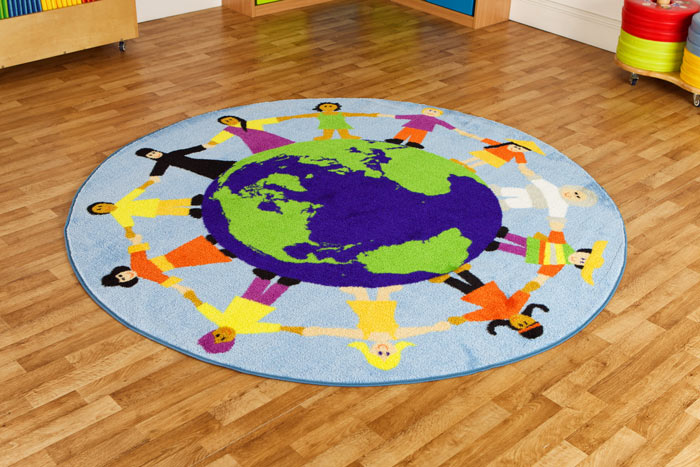 Children of the World Multi-Cultural Rug - Light Blue - 2m x 2m