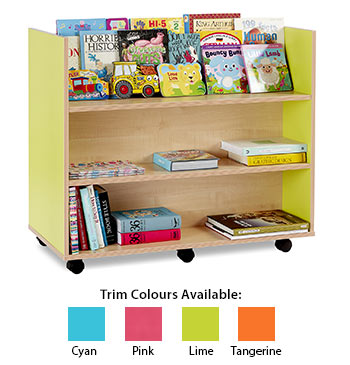 Bubblegum Library Unit With 3 Straight Shelves On Both Sides