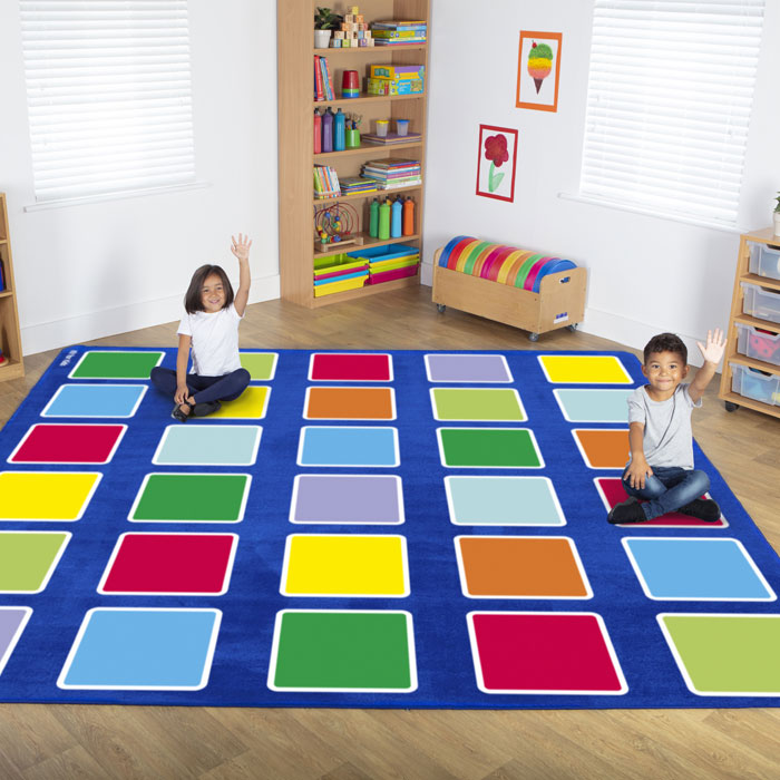 Rainbow Squares Large Placement Carpet - 3m x 3m