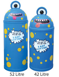 42 or 52 Litre Monster Litter Critter Bin - Light Blue