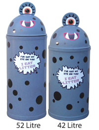 42 or 52 Litre Monster Litter Critter Bin - Grey