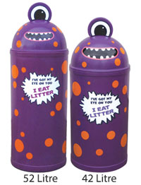 42 or 52 Litre Monster Litter Critter Bin - Purple