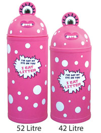 42 or 52 Litre Monster Litter Critter Bin - Pink