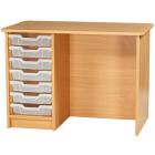 Single Pedestal Teacher Desk With Seven Shallow Trays - view 1