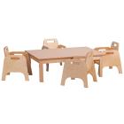 Small Rectangle Melamine Top Wooden Table And 4 Stacking Sturdy Chairs Set - view 1