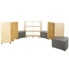 Set of 3 Shelf Units and 3 Ottomans - view 3