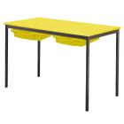 Contract Classroom Tables - Spiral Stacking Rectangular Table with Matching ABS Thermoplastic Edge - With 2 Shallow Trays and Tray Runners - view 1