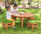 Outdoor Round Table with available Grass Seat Stools - view 1