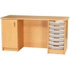 Double Pedestal Teacher Desk With Seven Shallow Trays - view 1