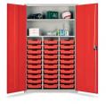 Lockable Tray Storage / Teacher Cupboard - 30  Shallow Trays - 1830mm - view 1