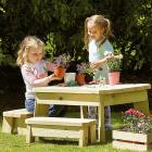 Outdoor Square Table And Bench Set - view 1