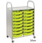 Callero® Double Width Storage Trolley With 16 Shallow Trays - view 3
