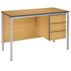 Crushed Bent Teachers Desk With PU Edge - 3 Drawer Pedestal - view 1