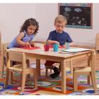 Small Rectangle Melamine Top Wooden Table And 4 Stacking Chairs Set - view 4