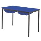 Contract Classroom Tables - Spiral Stacking Rectangular Table with Matching ABS Thermoplastic Edge - With 2 Shallow Trays and Tray Runners - view 2