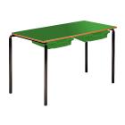 Contract Classroom Tables - Slide Stacking Rectangular Table with Bullnosed MDF Edge - With 2 Shallow Trays and Tray Runners - view 3