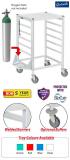 Gratnells Classic Medical Trolley - with Oxygen Cylinder Holder & 2 Braked Castors - 890mm High - view 1