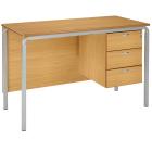 Crushed Bent Teachers Desk With MDF Edge - 3 Drawer Pedestal - view 1
