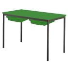 Contract Classroom Tables - Spiral Stacking Rectangular Table with Matching ABS Thermoplastic Edge - With 2 Shallow Trays and Tray Runners - view 3