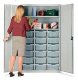 Lockable Tray Storage / Teacher Cupboard - 18  Deep Trays - 1830mm - view 1