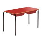 Contract Classroom Tables - Slide Stacking Rectangular Table with Bullnosed MDF Edge - With 2 Shallow Trays and Tray Runners - view 2