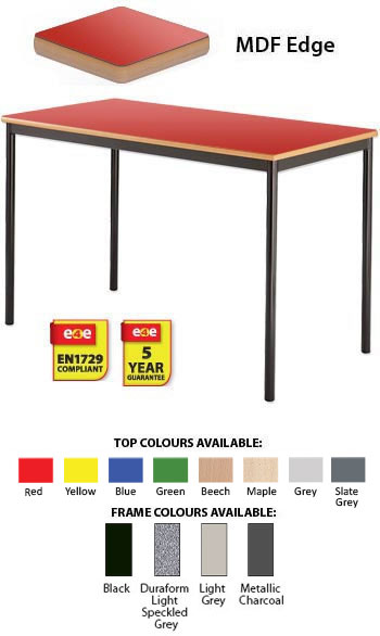 Contract Classroom Tables - Spiral Stacking Rectangular Table with Bullnosed MDF Edge