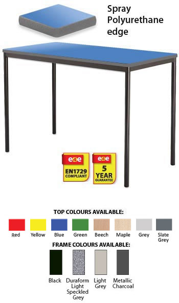 Contract Classroom Tables - Spiral Stacking Rectangular Table with Spray Polyurethane Edge