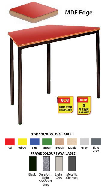 Contract Classroom Tables - Spiral Stacking Trapezoidal Table with Bullnosed MDF Edge