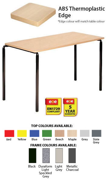 Contract Classroom Tables - Slide Stacking Rectangular Table with Matching ABS Thermoplastic Edge