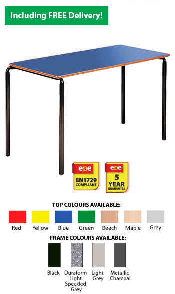 e4e Sale - Slide Stacking Rectangular Classroom Table 1100 x 550mm (Primary)