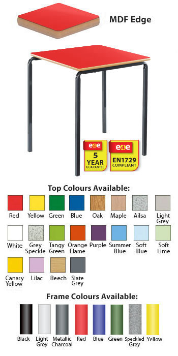 Classroom Premium Slide Stacking Square Table - MDF Edge