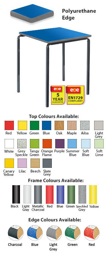 Classroom Premium Slide Stacking Square Table - Duraform Spray Polyurethane Edge