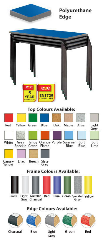 Classroom Premium Slide Stacking Rectangular Table - Duraform Spray Polyurethane Edge