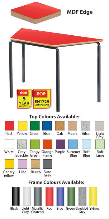 Classroom Premium Slide Stacking Trapezoidal Table - MDF Edge