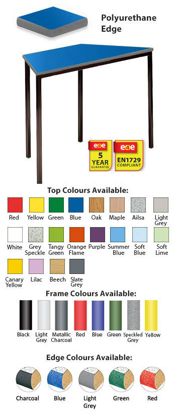 Classroom Premium Spiral Stacking Trapezoidal Table - Duraform Spray Polyurethane Edge
