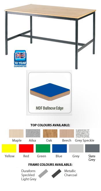 Fully Welded H-Frame Work Table With MDF Edge