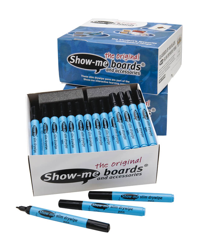 Classbox of 100 Slim Barrel Drywipe Pens