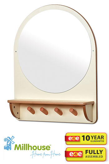 Millhouse Wall Mirror with Hooks