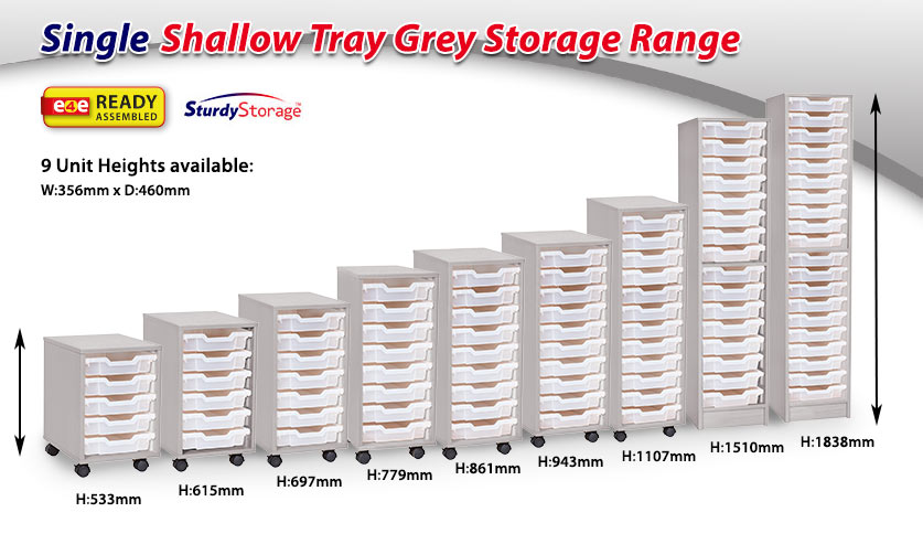 Single Shallow Tray Grey Storage Range