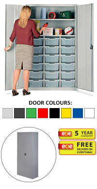 Lockable Tray Storage / Teacher Cupboard - 18  Deep Trays - 1830mm