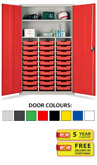 Lockable Tray Storage / Teacher Cupboard - 30  Shallow Trays - 1830mm