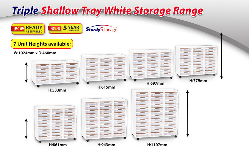 Triple Shallow Tray White Storage Range